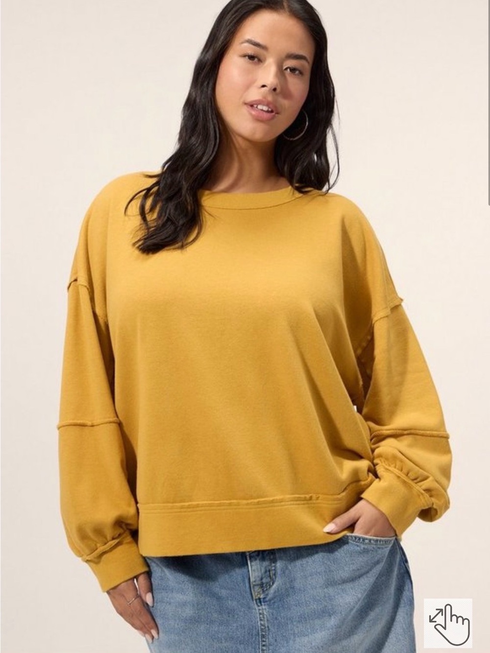 Torrid 2X festi Mustard Oversized Crewneck Sweatshirt